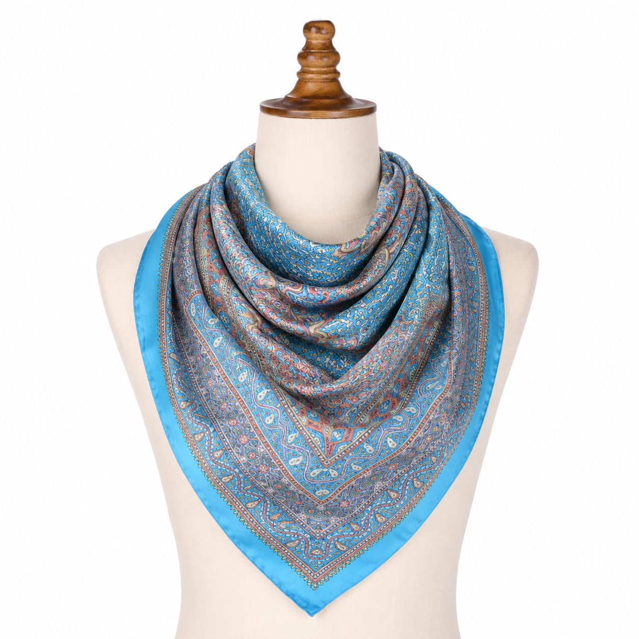 Aqua Paisley Print Foulard